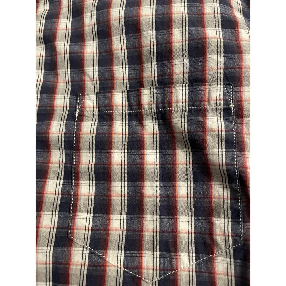 Banana Republic Long Sleeve Button Down Shirt Blue White Red Plaid Large JBHS